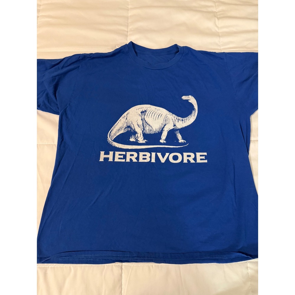Herbivore Dinosaur Graphic T-Shirt Royal Blue Short Sleeve Brontosaurus Tee